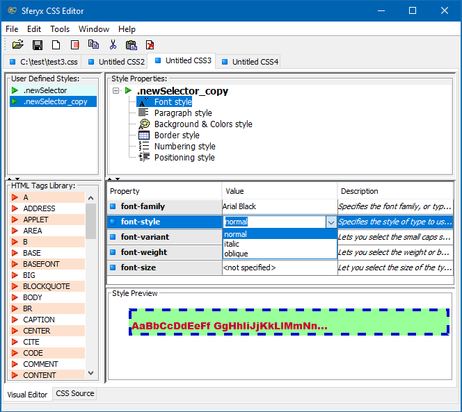 Visual Java CSS Editor Component