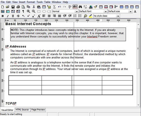 Java HTML Editor tables